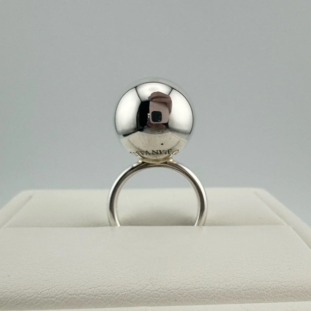 Tiffany & Co. 15.75mm Hardwear Ball Ring in Sterling Silver Size 5